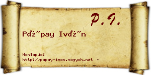 Pápay Iván névjegykártya