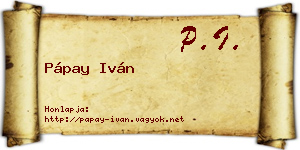 Pápay Iván névjegykártya